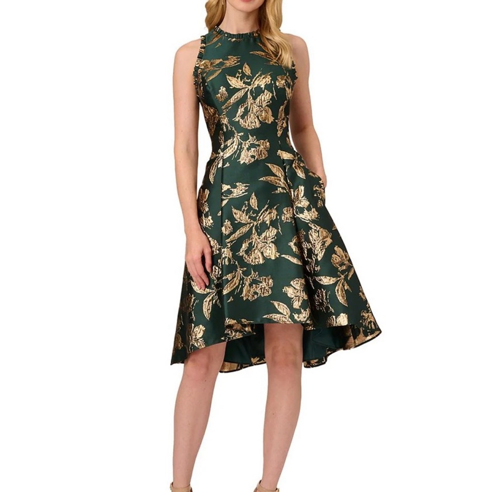 Adrianna Papell women's Ruffle Jacquard Hunter dress size 4